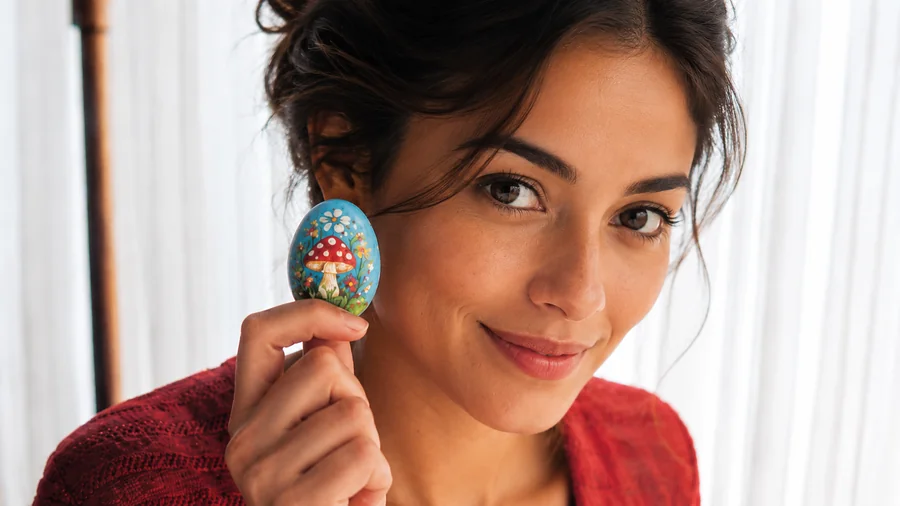 Person holding a painted rock